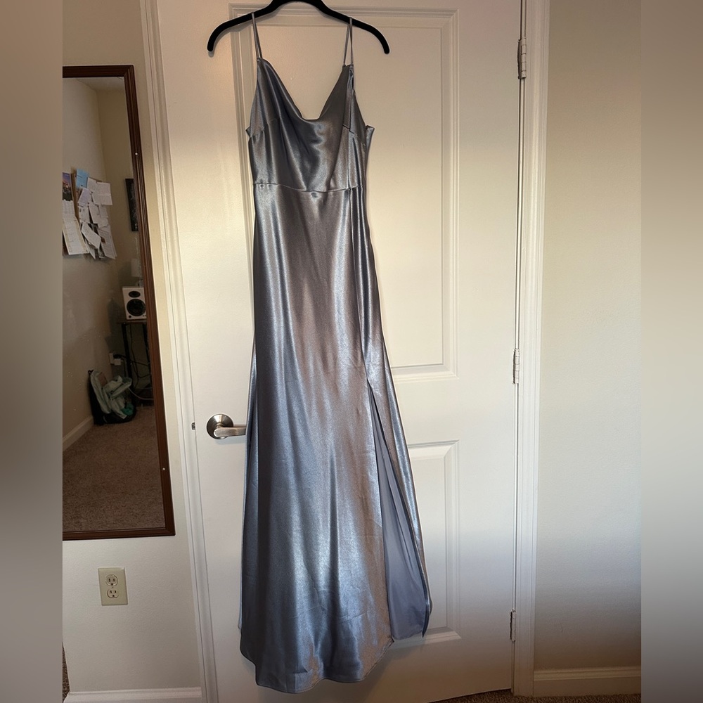 Birdy Grey Blue Satin Bridesmaid Dress